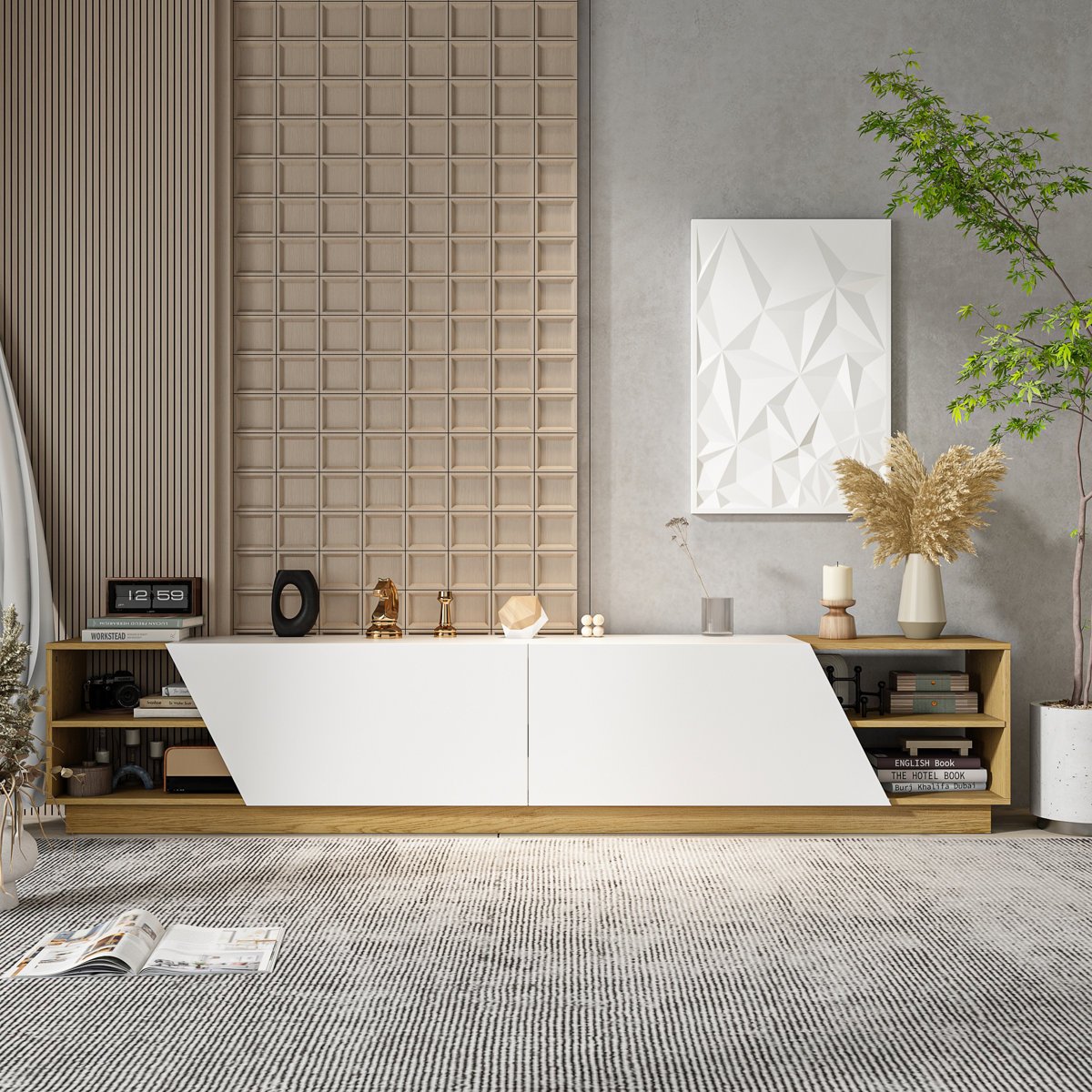 TV Rack in Gujranwala with Geometric Doors - Modern Storage & Display - Image 6