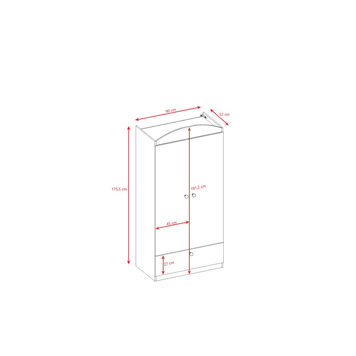 Cicero Wardrobe in Gujranwala, Modern Two Door Storage Cabinet - Image 6
