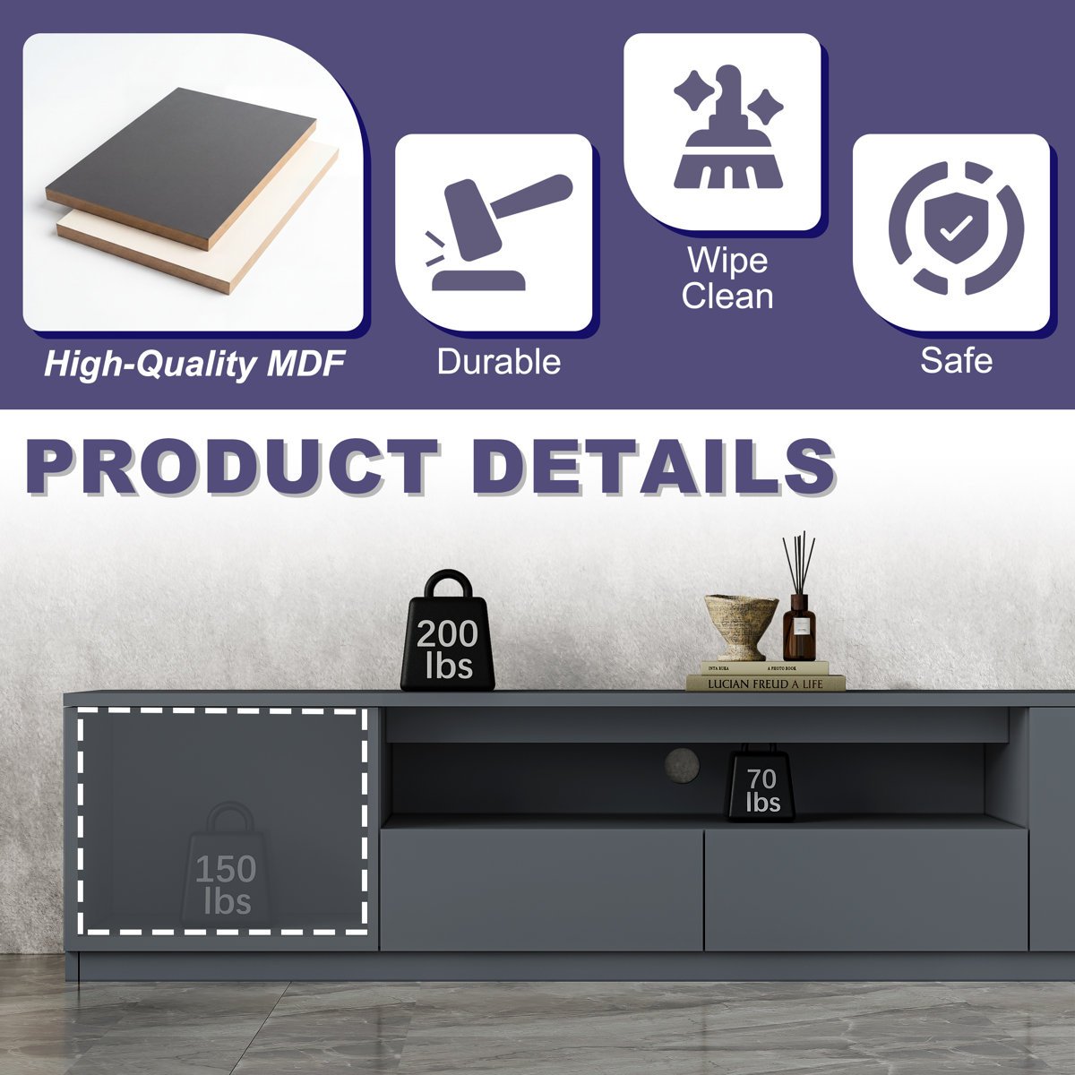 Stylish TV Stand in Gujranwala - 2 Cabinets and 2 Drawers Storage - Image 5