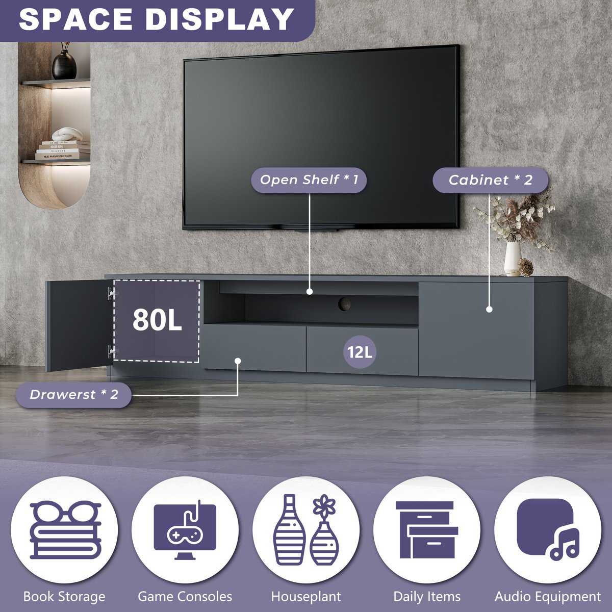 Stylish TV Stand in Gujranwala - 2 Cabinets and 2 Drawers Storage - Image 7