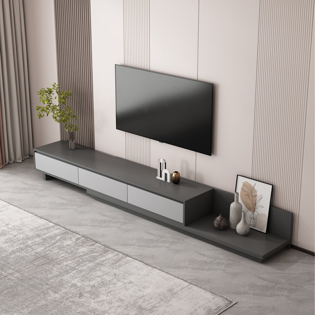 Extendable TV Rack in Gujranwala - 3 Drawer Storage & Modern Design - Image 7