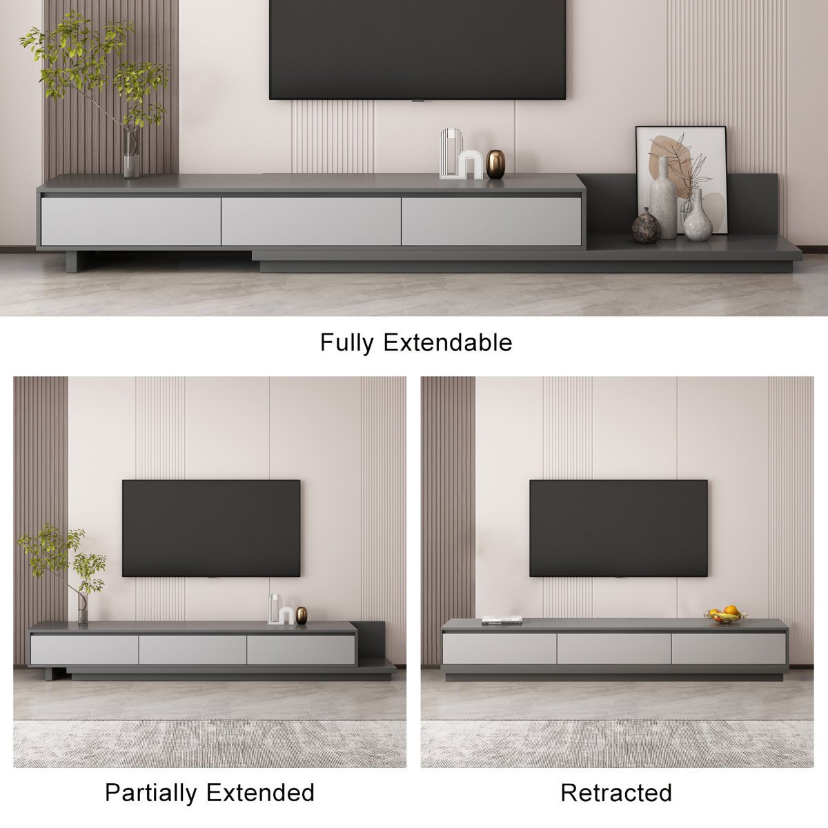 Extendable TV Rack in Gujranwala - 3 Drawer Storage & Modern Design - Image 4