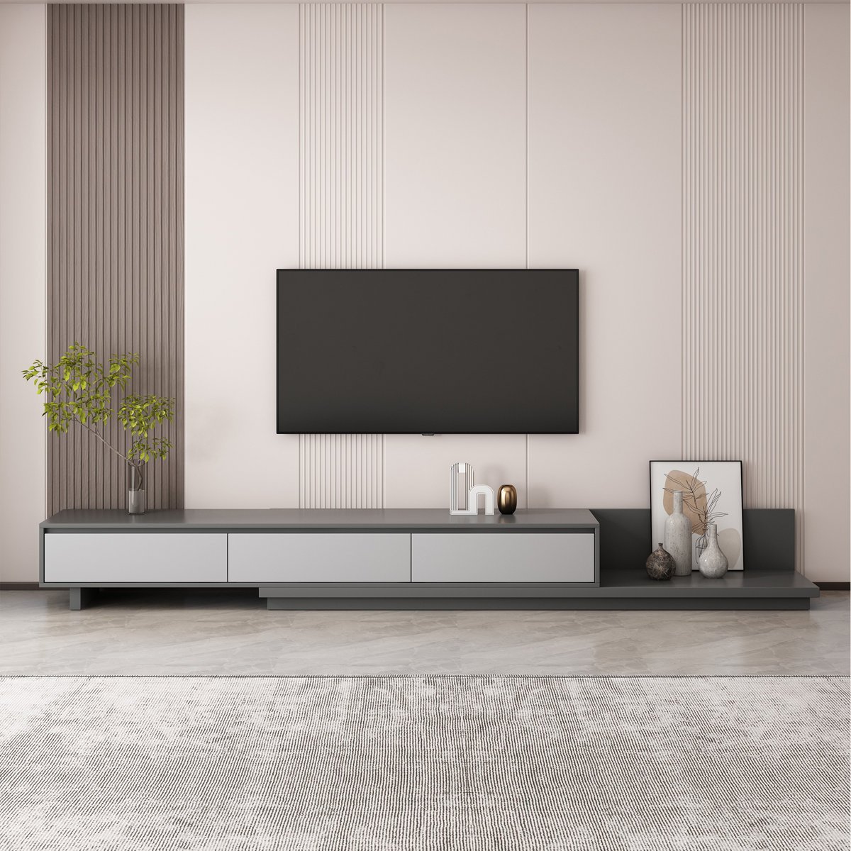 Extendable TV Rack in Gujranwala - 3 Drawer Storage & Modern Design - Image 9