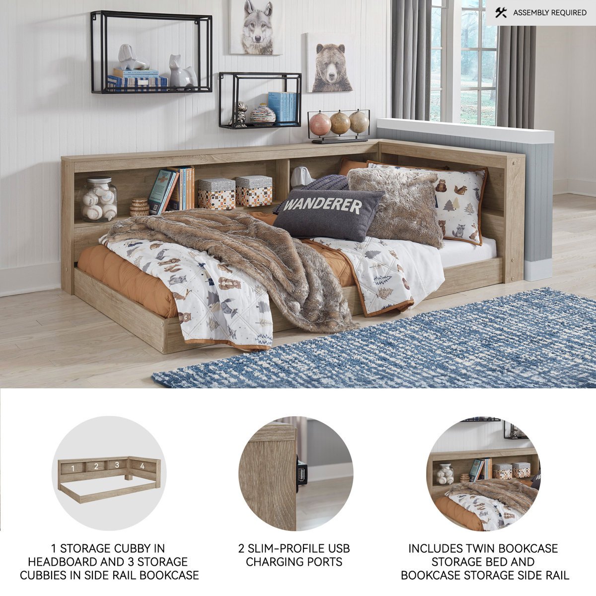 Teddy Kids Bed with Bookcase in Gujranwala, Smart Storage & Cozy Design - Image 7
