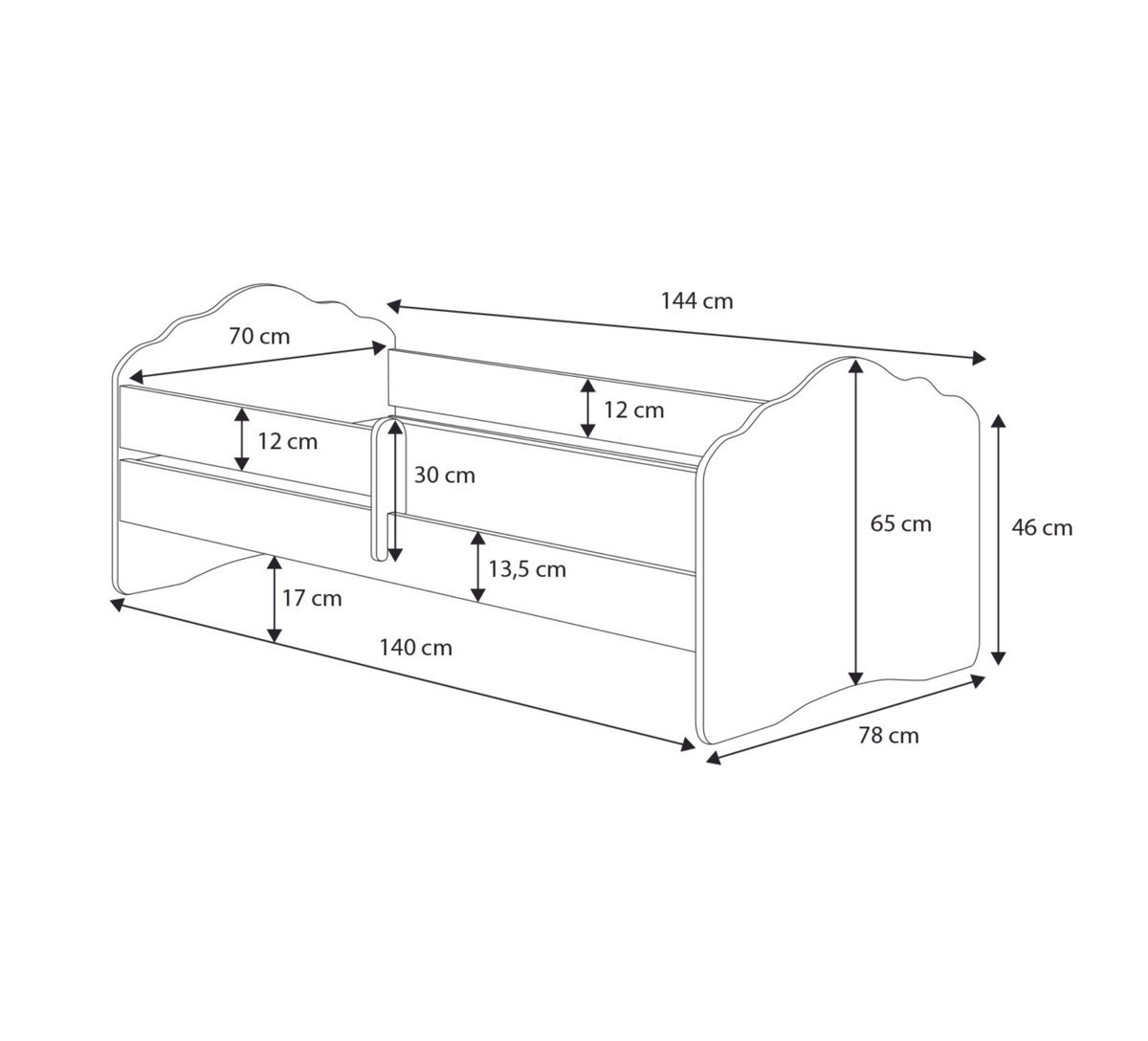 FALA Children's Double Bed in Gujranwala, Modern Bed with Storage Drawer - Image 3