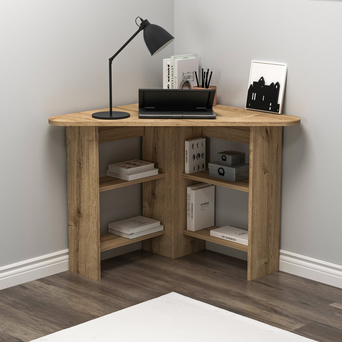 Corner Computer Desk with Shelves in Gujranwala - Smart Space-Saving Workspace Design - Image 6