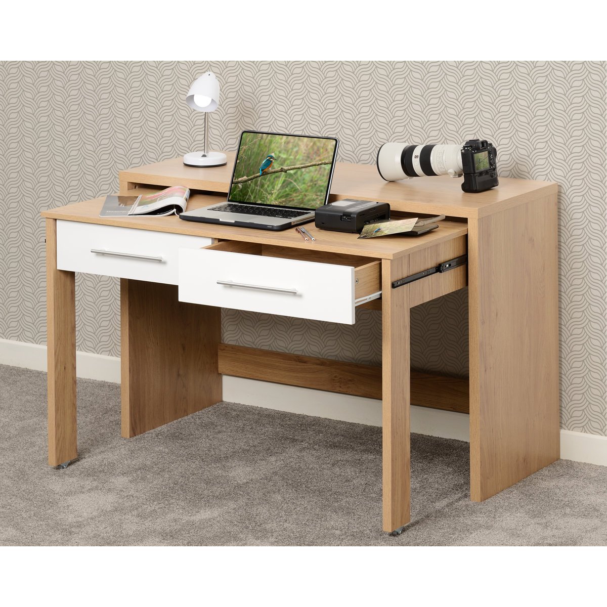 Extendable Sliding Study Desk in Gujranwala, Pakistan - Space-Saving Double Drawer Design - Image 8