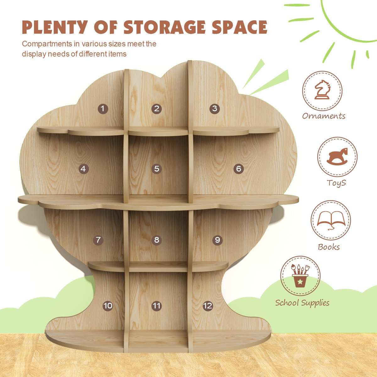 Tree Design Kids Bookcase & Toy Storage in Gujranwala | Fun & Functional - Image 4