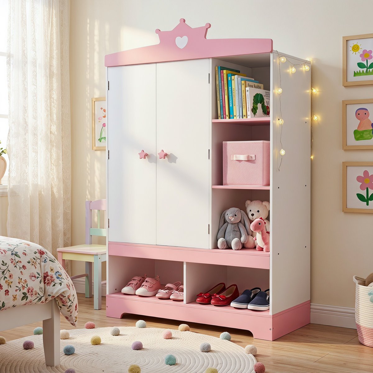 Kids Princess Dress Up Wardrobe in Pakistan | Armoire Storage Cabinet for Girls - Image 2