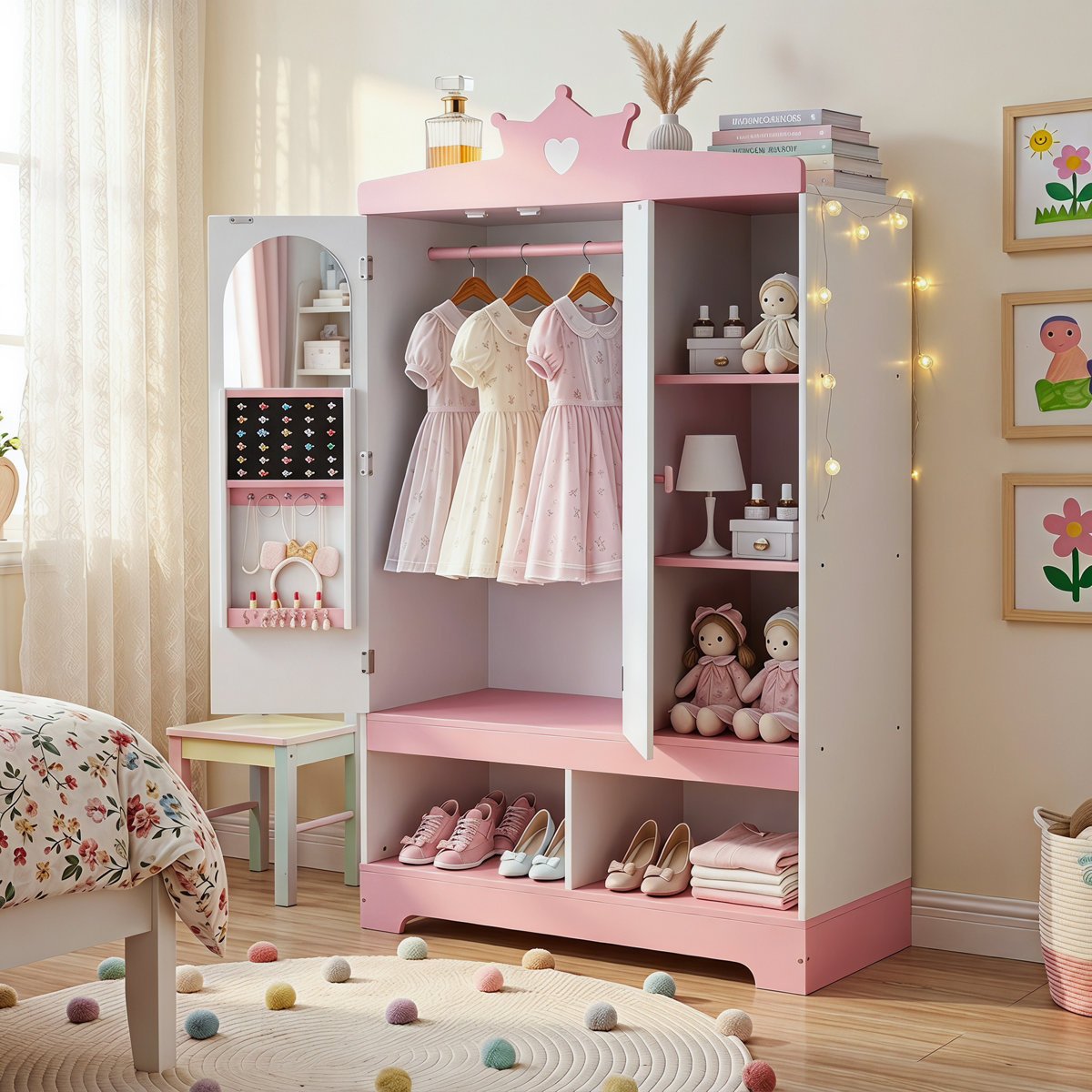 Kids Princess Dress Up Wardrobe in Pakistan | Armoire Storage Cabinet for Girls - Image 7