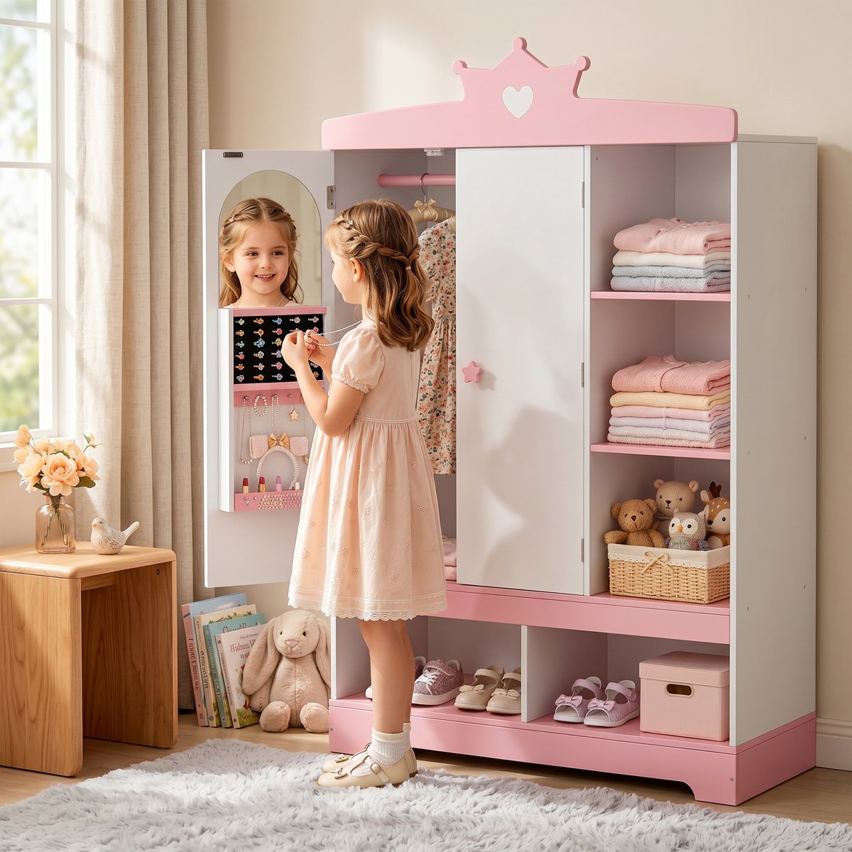 Kids Princess Dress Up Wardrobe in Pakistan | Armoire Storage Cabinet for Girls - Image 3