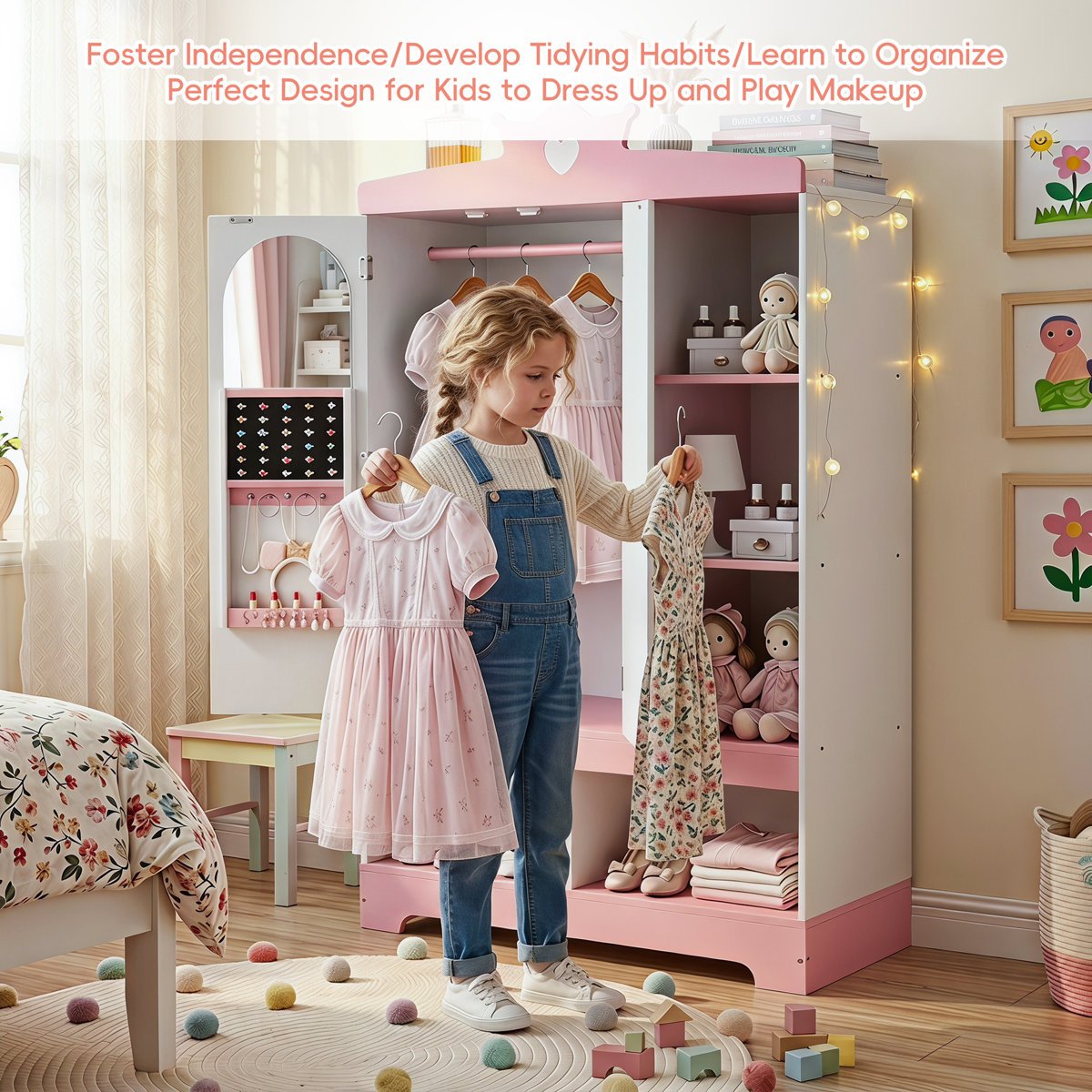 Kids Princess Dress Up Wardrobe in Pakistan | Armoire Storage Cabinet for Girls - Image 8