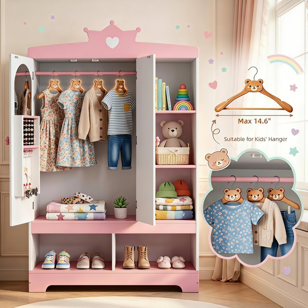 Kids Princess Dress Up Wardrobe in Pakistan | Armoire Storage Cabinet for Girls - Image 4