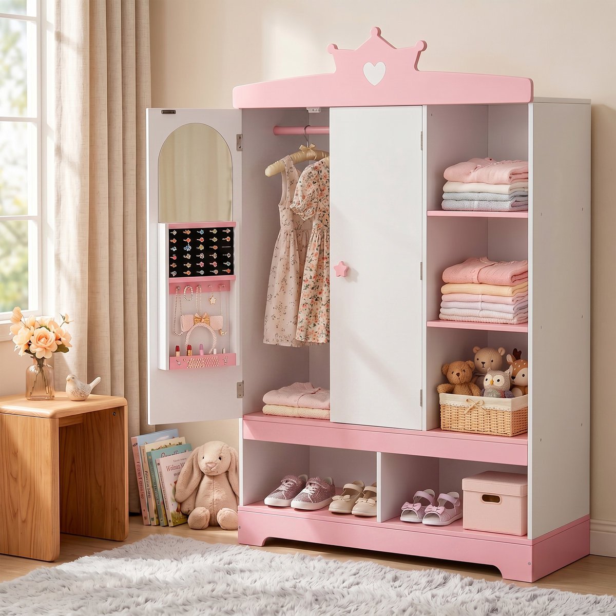 Kids Princess Dress Up Wardrobe in Pakistan | Armoire Storage Cabinet for Girls - Image 6