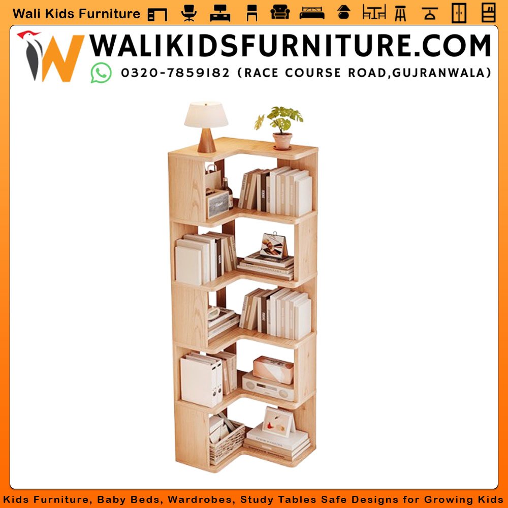 Corner Bookcase & Storage Rack in Gujranwala | Space Saving Storage for Room & Office