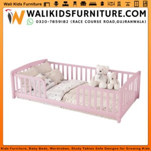 Montessori Kids Floor Bed in Gujranwala, Lamination Plywood Frame with Safety Rails