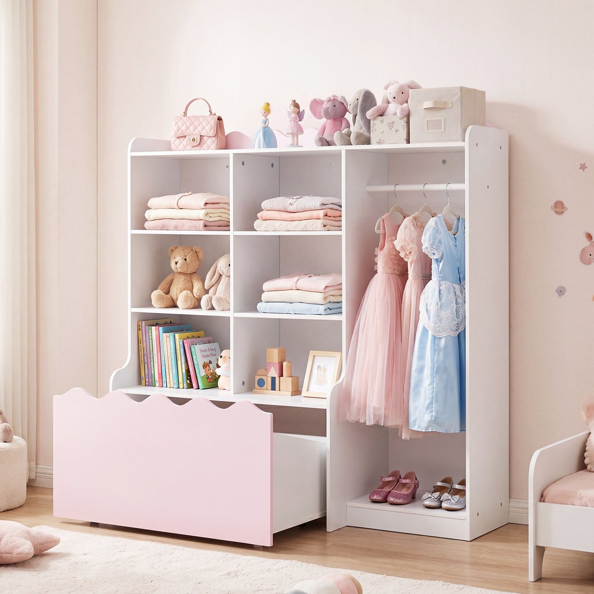 Kids Dress Up and Toy Storage Unit in Gujranwala, Hanging Rail, Shelves and Bookcase (Kids Furniture) - Image 6