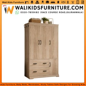 Modern Design 4 Door Wardrobe in Gujranwala, Spacious Closet with 2 Drawers & 3 Shelves